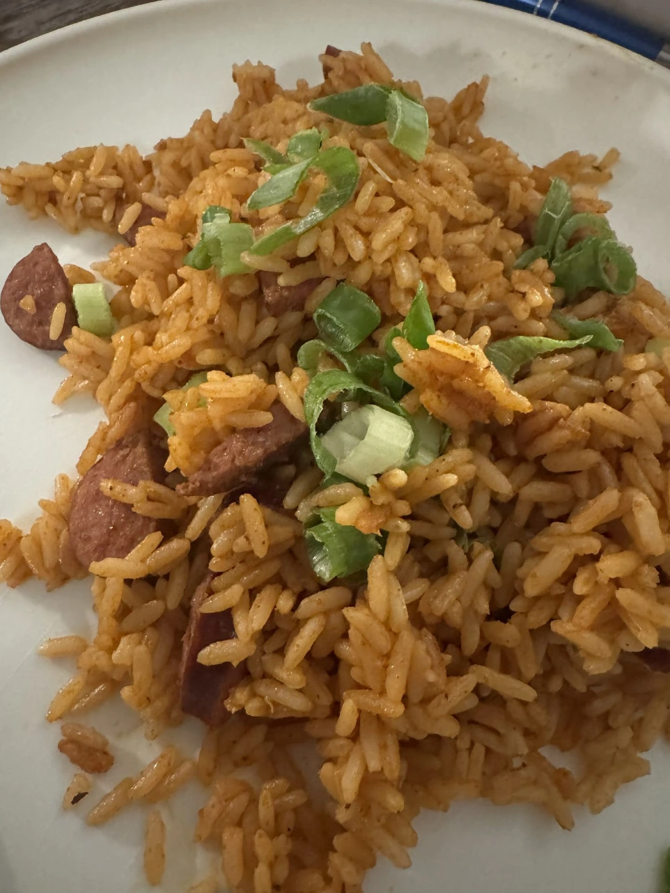 Southern-Style Dirty Rice with smoked pork sausage. 
