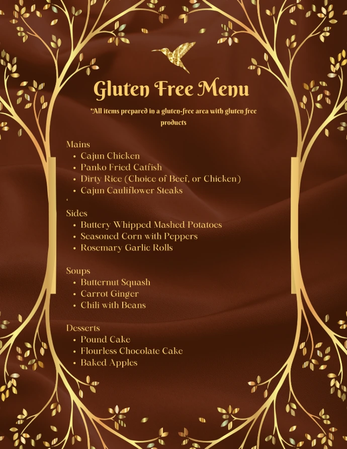 Gluten Free Menu